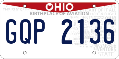 OH license plate GQP2136