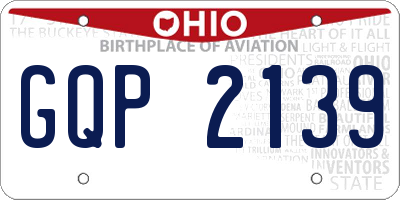 OH license plate GQP2139