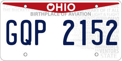 OH license plate GQP2152