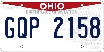 OH license plate GQP2158
