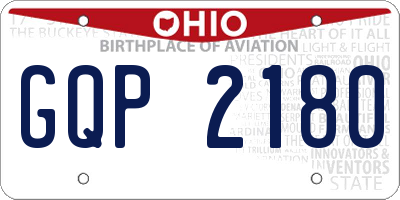 OH license plate GQP2180