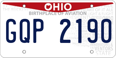 OH license plate GQP2190