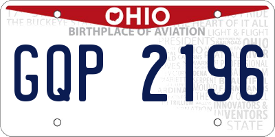 OH license plate GQP2196