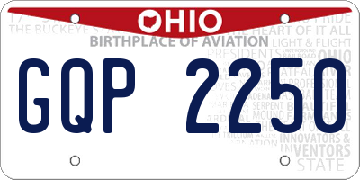 OH license plate GQP2250
