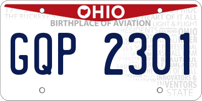 OH license plate GQP2301