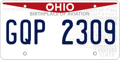OH license plate GQP2309