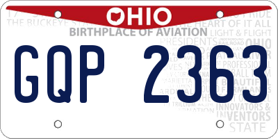 OH license plate GQP2363