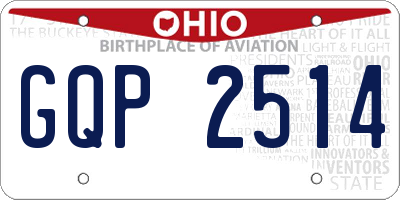 OH license plate GQP2514
