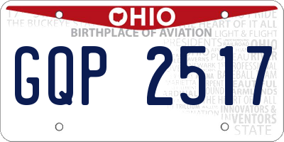 OH license plate GQP2517