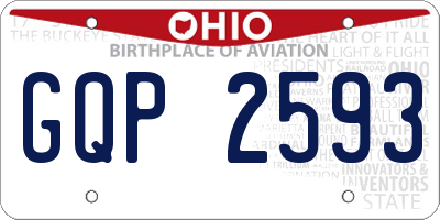 OH license plate GQP2593
