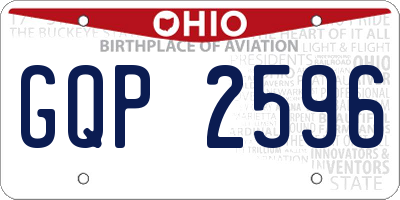 OH license plate GQP2596
