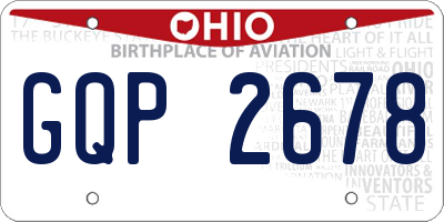OH license plate GQP2678
