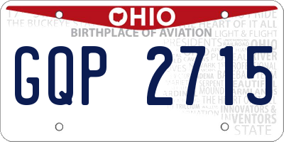 OH license plate GQP2715