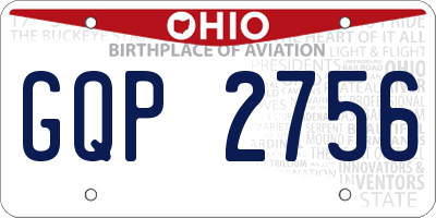 OH license plate GQP2756