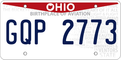 OH license plate GQP2773