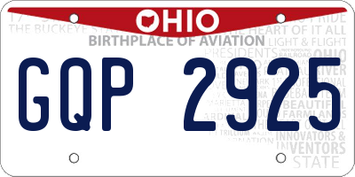 OH license plate GQP2925