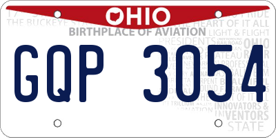 OH license plate GQP3054