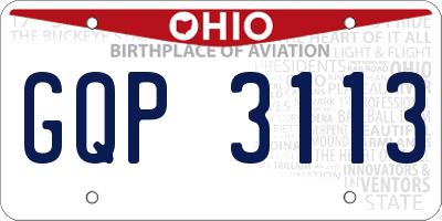 OH license plate GQP3113