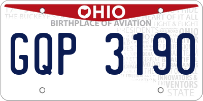 OH license plate GQP3190