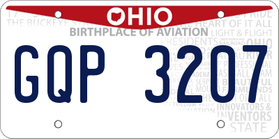 OH license plate GQP3207