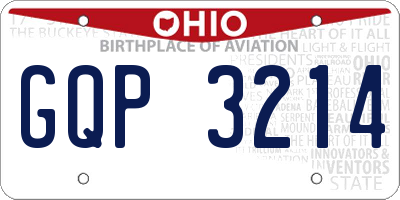 OH license plate GQP3214