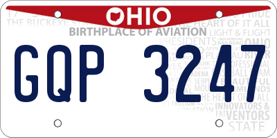 OH license plate GQP3247
