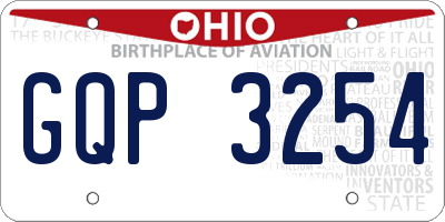 OH license plate GQP3254