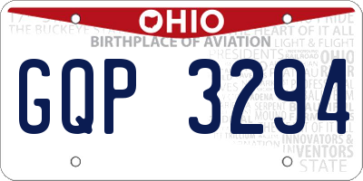 OH license plate GQP3294