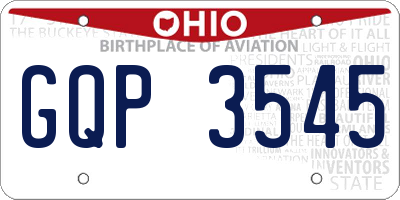 OH license plate GQP3545