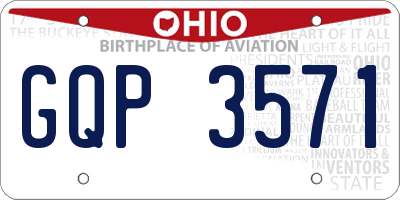 OH license plate GQP3571