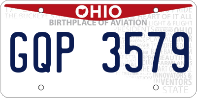 OH license plate GQP3579