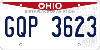 OH license plate GQP3623