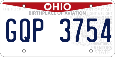 OH license plate GQP3754