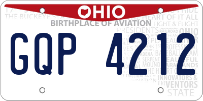 OH license plate GQP4212