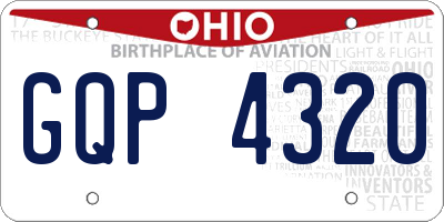 OH license plate GQP4320