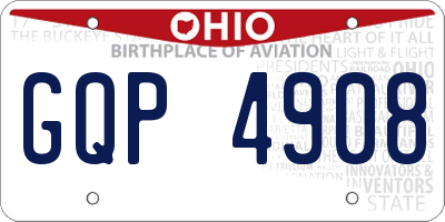 OH license plate GQP4908
