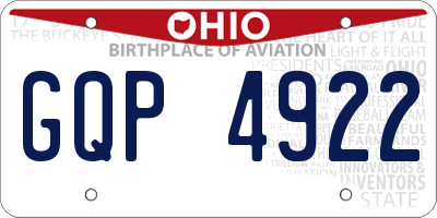 OH license plate GQP4922