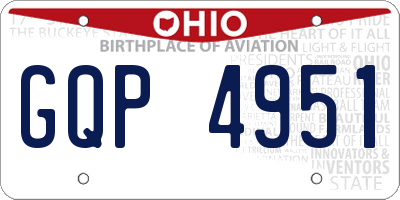 OH license plate GQP4951