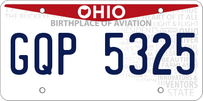 OH license plate GQP5325