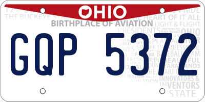 OH license plate GQP5372