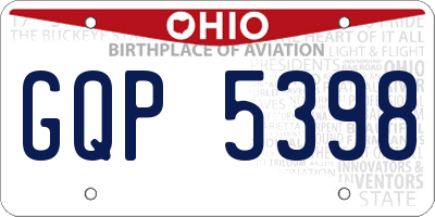OH license plate GQP5398