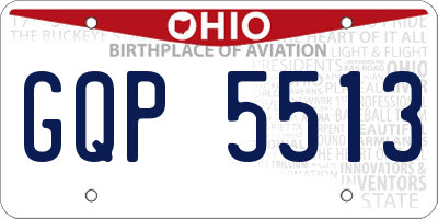 OH license plate GQP5513