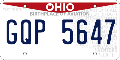 OH license plate GQP5647