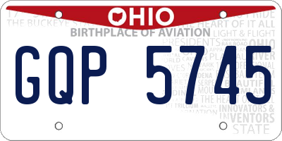 OH license plate GQP5745
