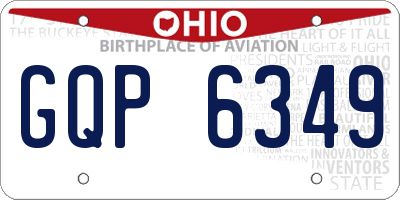 OH license plate GQP6349