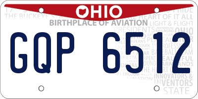 OH license plate GQP6512