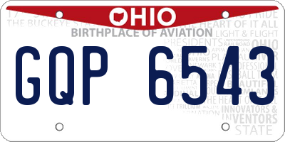 OH license plate GQP6543