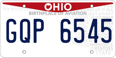 OH license plate GQP6545