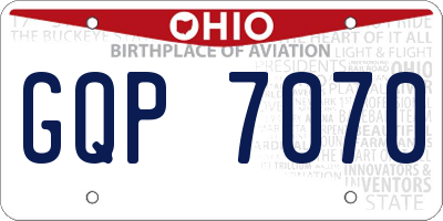 OH license plate GQP7070