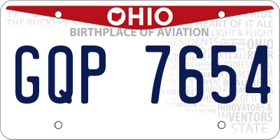 OH license plate GQP7654